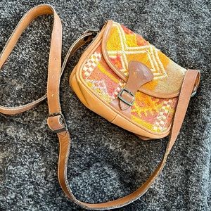 Vintage Turkish Leather & Wool Purse